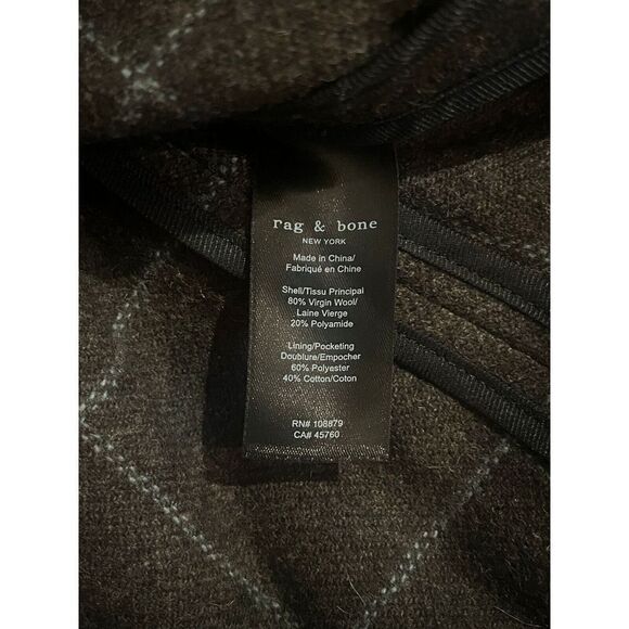 NWT Rag & Bone Nancy Windowpane Plaid Wool Blazer Brown Teal Size 00 - Ret $595 - Picture 12 of 13